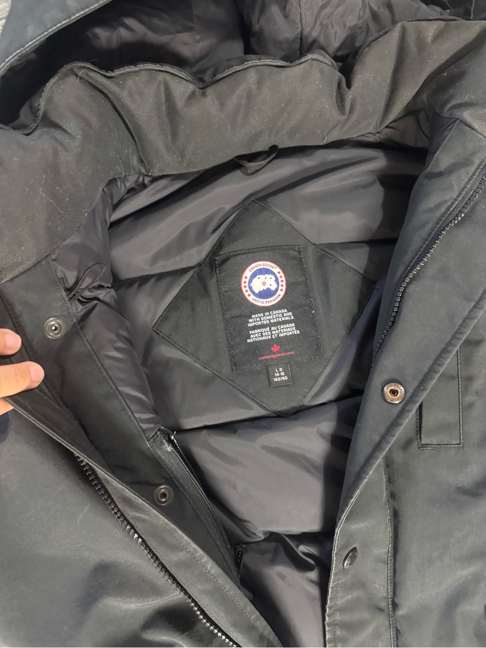 Canada Goose Black Hooded Down Parka with Logo Patch - Picture 2 of 4